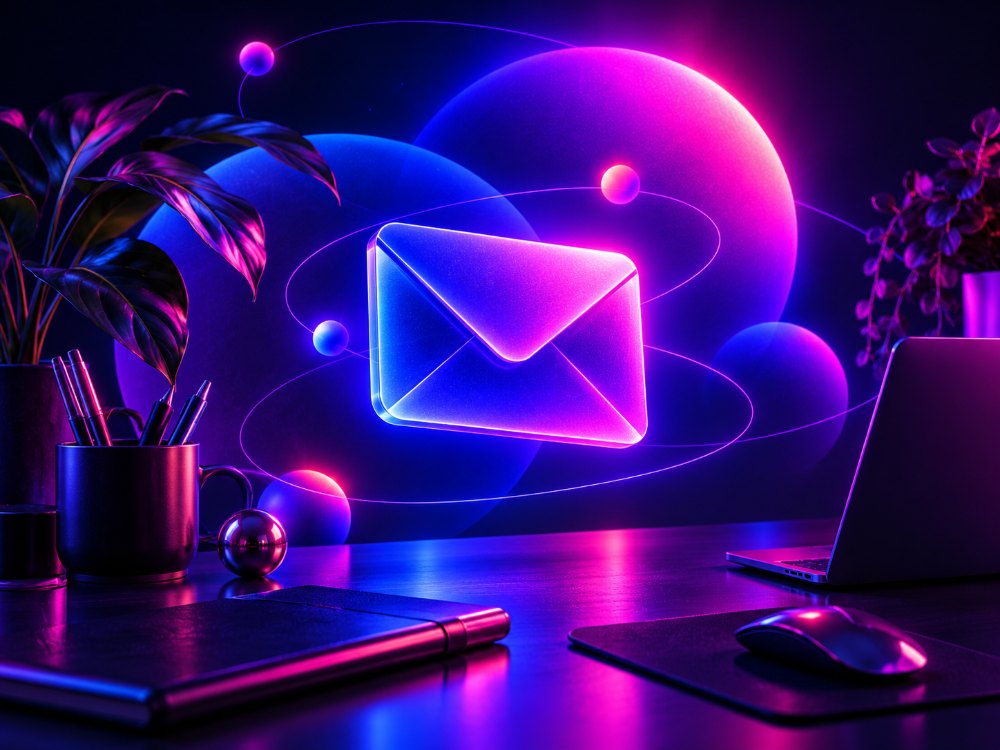 Glowing envelope illustration